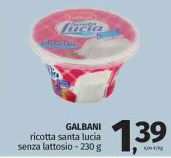 Pam Galbani ricotta santa lucia senza lattosio 230 g offerta