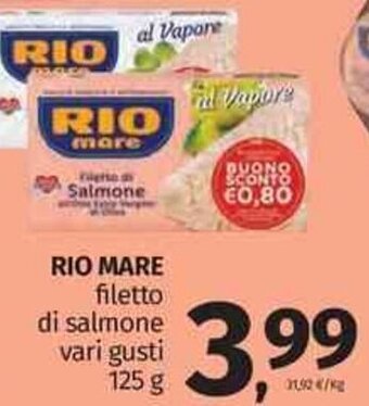 Pam Rio Mare filetto di salmone vari gusti 125 g offerta