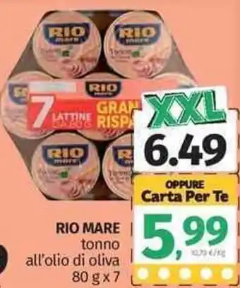 Pam Rio Mare Tonno all'olio di oliva 80 g x 7 offerta