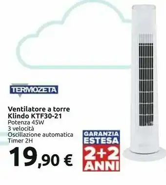 Carrefour Termozeta Ventilatore A Torre Klindo KTF30-21 offerta