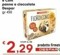 Despar Despar 6 Coni Panna E Cioccolato offerta