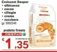 Despar Despar - 6 Croissant Con Farcitura Albicocca 300 G(ml) offerta