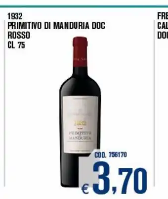 Adhoc 1932 primitivo di manduria doc rosso offerta