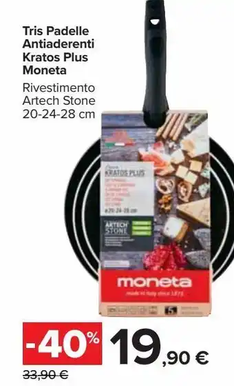 Carrefour Market Tris padelle antiaderenti kratos plus moneta offerta