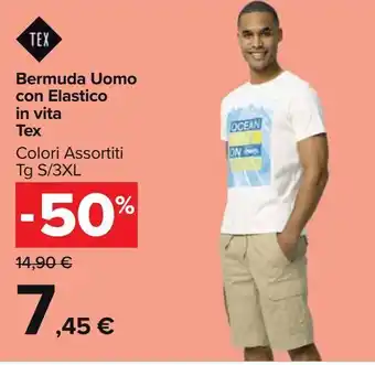 Bermuda uomo con elastico in vita tex