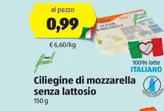 ALDI Ciliegine di mozzarella senza lattosio offerta