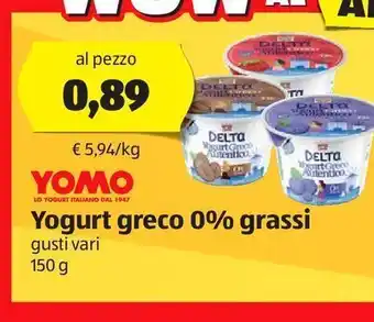 ALDI Yomo yogurt greco  0 % grassi offerta