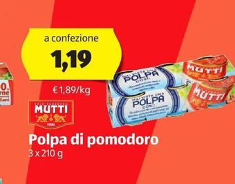 ALDI Polpa di pomodoro mutti offerta