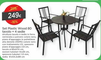 DPiù Set Plastic Wood 80 Tavolo + 4 Sedie offerta