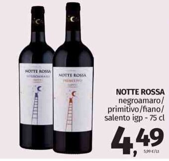 Pam Notte Rossa negroamaro/primitivo/fiano/salento igp 75 cl offerta