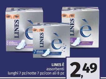 Pam Lines è assorbenti lunghi 7 pz/notte 7 pz/con ali 8 pz offerta