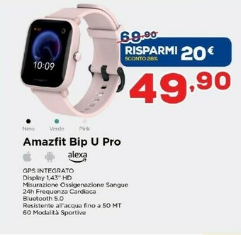 Euronics Amazfit Bip U Pro 3,63 Cm (1.43") LCD Rosa GPS (satellitare) offerta