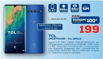 Euronics TCL 10 Plus 16,4 Cm (6.47") Doppia SIM Android 10.0 4G USB Tipo-C 6 GB 256 GB 4500 MAh Blu offerta