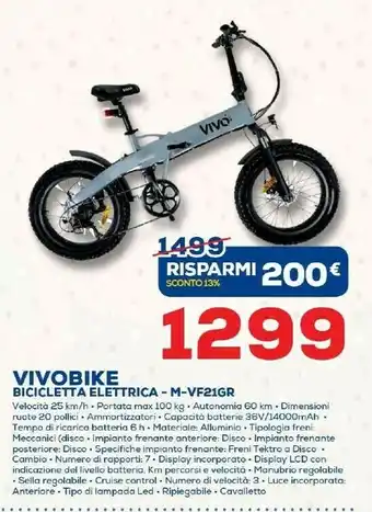 Euronics Vivo Bicicletta Elettrica - M-VF21GR offerta