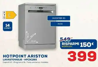 Euronics Hotpoint HFC 3C26 C X Lavastoviglie Libera Installazione 14 Coperti A++ offerta