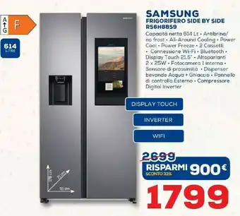 Euronics Samsung Frigorifero Side By Side RS6H88S9 offerta