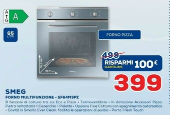 Euronics Smeg SF64M3PZS Forno Forno Elettrico 65 L Argento A offerta
