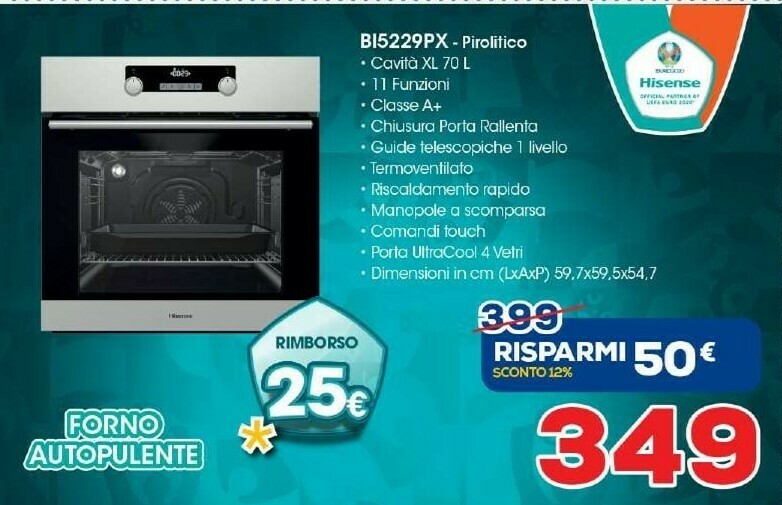Hisense BI5229PX Forno Forno Elettrico 70 L Nero A+ offerta di Euronics