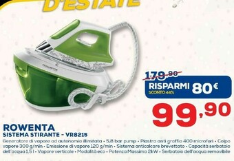 Rowenta VR8215 Ferro Da Stiro A Caldaia 2200 W 1,5 L Verde, Bianco