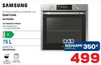 Euronics Samsung NV75K5541RS Forno Elettrico 75 L Acciaio Inossidabile A offerta