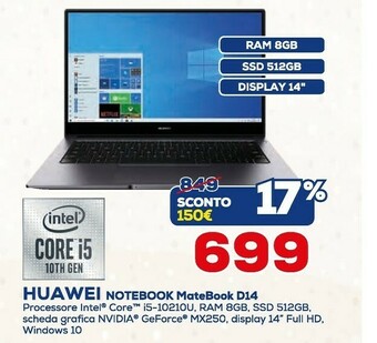 Euronics Huawei Notebook offerta