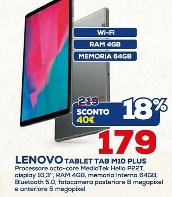 Euronics Lenovo Tablet android offerta