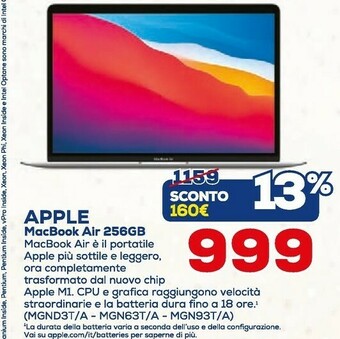 Euronics Apple Macbook Air 13 offerta