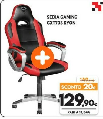 Expert Trust GXT 705 Ryon Sedia Da Gaming Per PC Nero, Rosso offerta