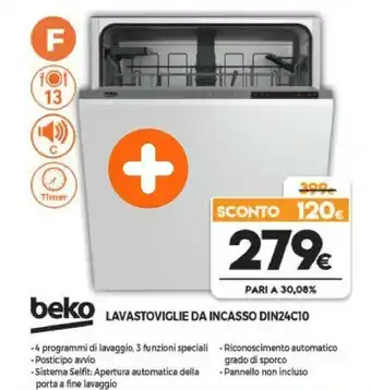 Expert Beko DIN24C10 Lavastoviglie A Scomparsa Totale 13 Coperti F offerta