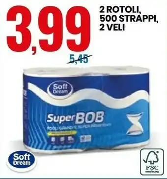 Eurospin Soft Dream 2 Rotoli 500 Strappi offerta