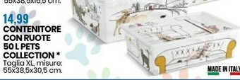 Eurospin Contenitore Con Ruote 50L Pets Collection offerta