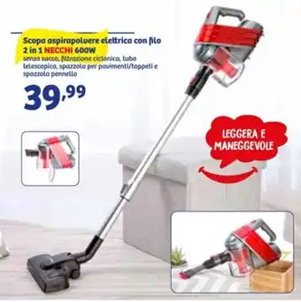 Necchi Scopa aspirapolvere elettrica con filo 2 in 1 600W