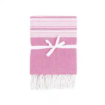 Kisenè telo mare fouta in misto cotone disegno rigato - rosa