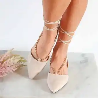 Vanilla punk - ballerina a punta lace up con catenina