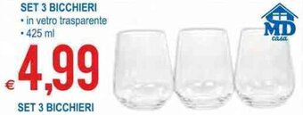 MD Discount Set 3 Bicchieri 425 ml offerta