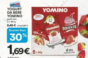 Ipercoop Yomino 100% Naturale Yogurt E Fragole 320 G(ml) offerta