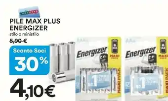 Ipercoop Energizer Pile Max Plus Stilo O Ministilo offerta