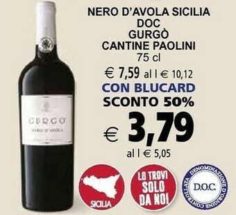 Il Gigante Gurgo Nero d'Avola offerta