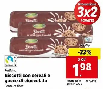 Lidl Biscotti con cereali e gocce di cioccolato 3x250g offerta