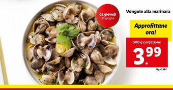 Lidl Vongole alla marinara 500g offerta