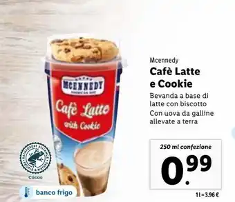 Lidl Cafe latte e cookie 250 ml offerta
