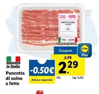 Lidl Pancetta di suino a fette 400g offerta