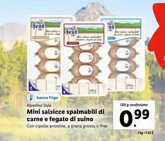 Lidl Mini salsicce spalmabili di carne e fegato di suino offerta