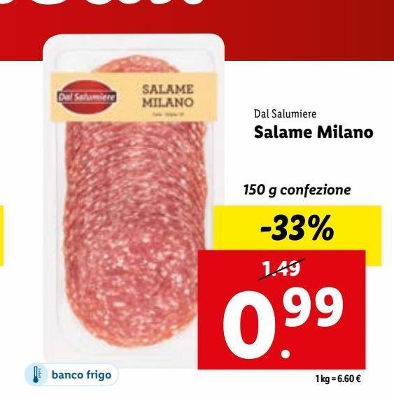 Salame milano 150g offerta di Lidl