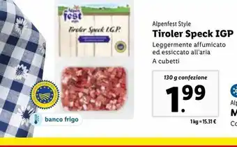 Lidl Tiroler speck igp 130g offerta
