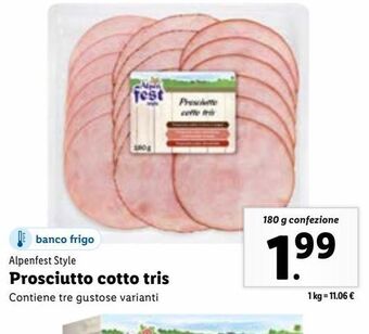 Lidl Prosciutto cotto tris offerta