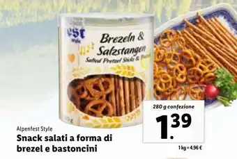 Lidl Snack salati a forma di brezel e bastoncini 280g offerta