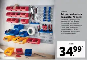 Lidl Set portaminuteria da parete 75 pezzi offerta