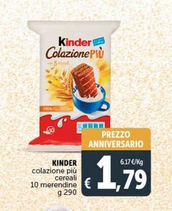 Deco Supermercati Kinder colazione piu cereali 10 merendine g 290 offerta