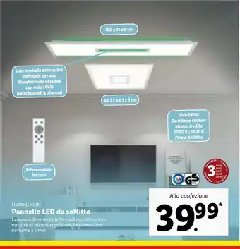 Lidl Pannello led da soffitto offerta
